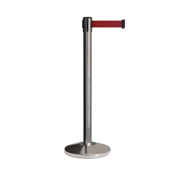 Montour Line Stanchion Belt Barrier Pol.Steel Post 13ft. Maroon Belt ES400-PS-MN-130 - main